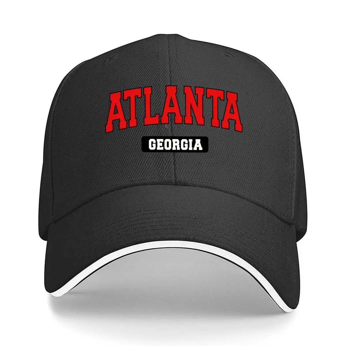 Atlanta Georgia Varsity Lettering Graphic Sandwich Baseball Cap Outdoor Workouts Sun Hat
