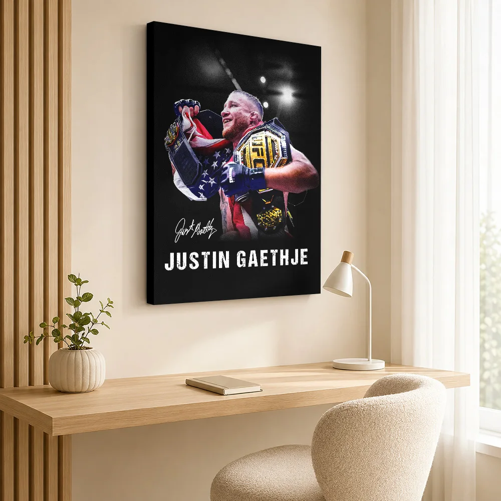 Justin Gaethje  Champion Canvas Print Poster Customized Photo Modern Aesthetic Canvas Wall Art for Bedroom Decor Ready to Hang