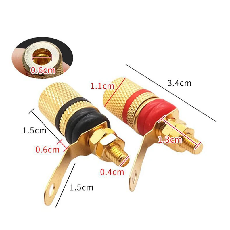

2pcs Banana Plug Socket Gold Plated Amplifier Speaker Terminal Binding Post Adapter Connector Suitable for 4mm Banana Plugs