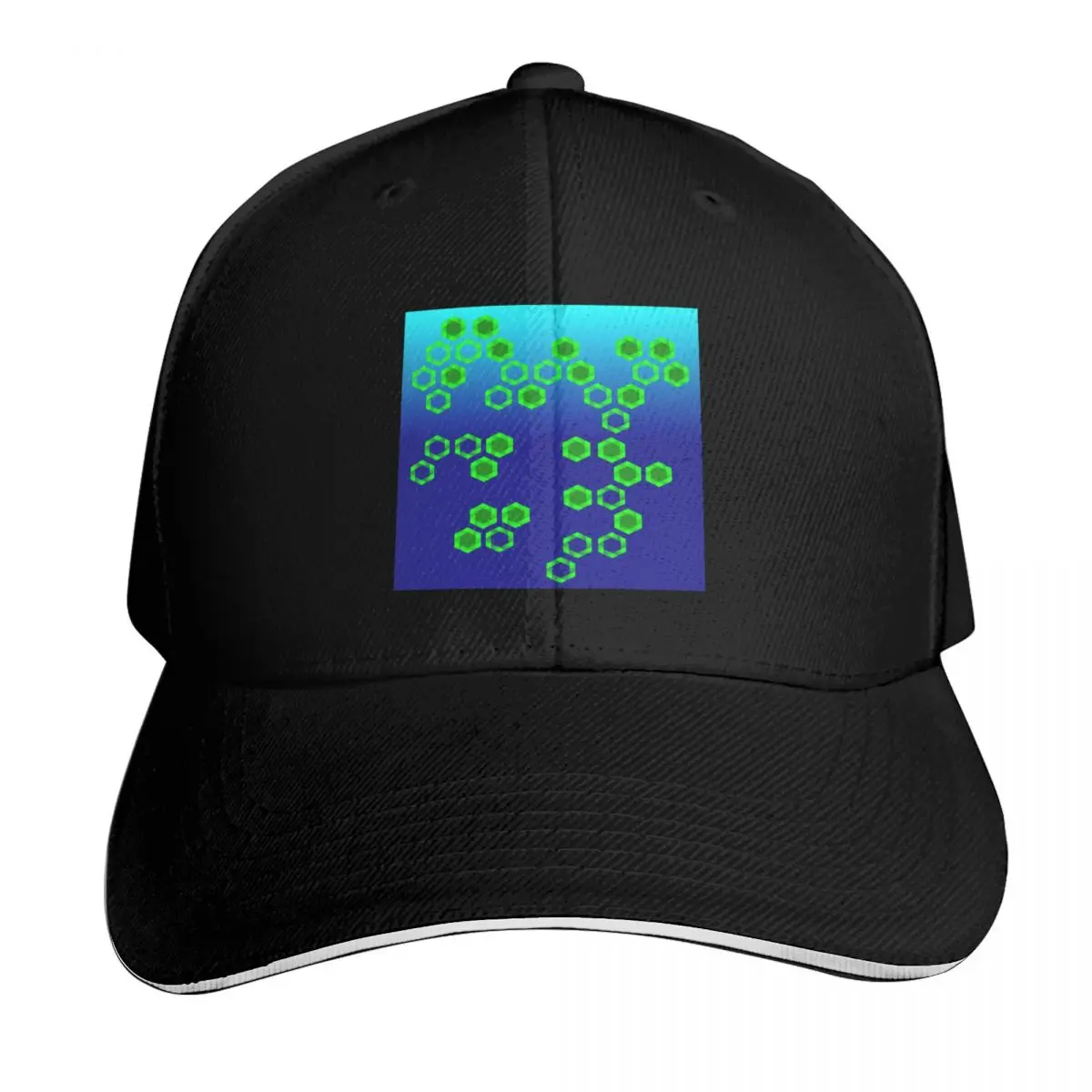 green hexagon blue background Baseball Cap Unisex for Men Women Outdoor Golf Running Hiking Summer Beach Travel
