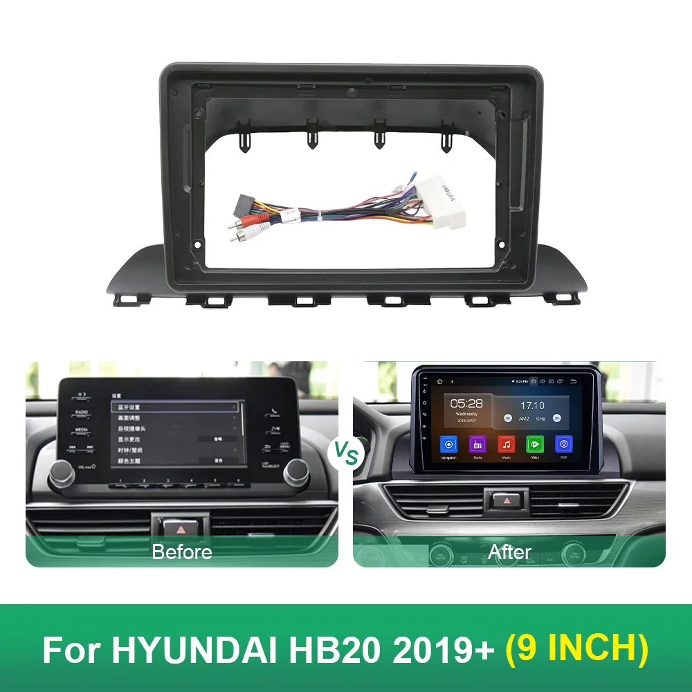 

AUTODAILY Car Audio 9-дюймовый адаптер рамки с большим экраном для HYUNDAI HB20 2019+ 2Din стерео приборной панели, комплект рамки панели