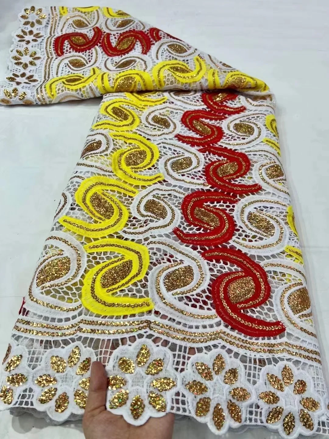 

Нигерийская африканская кружевная ткань 2024, высококачественное кружево с блестками, кружево, гипюр, шнур, кружевная ткань для свадебной вечеринки, шитье 5 ярдов