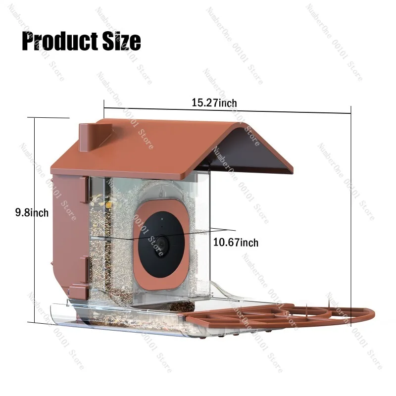 Smart Bird Feeder with Camera Outdoor Solar Powered AI Bird Identification 1080P Night Vision for Garden Backyard