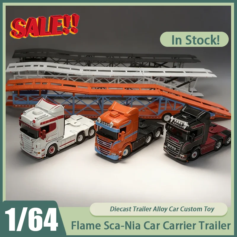 

New In Stock Flame 1:64 Sca-Nia Car Carrier Trailer Alloy Car Diecast Limited Edition Ornaments Custom Toys Kids Christmas Gift