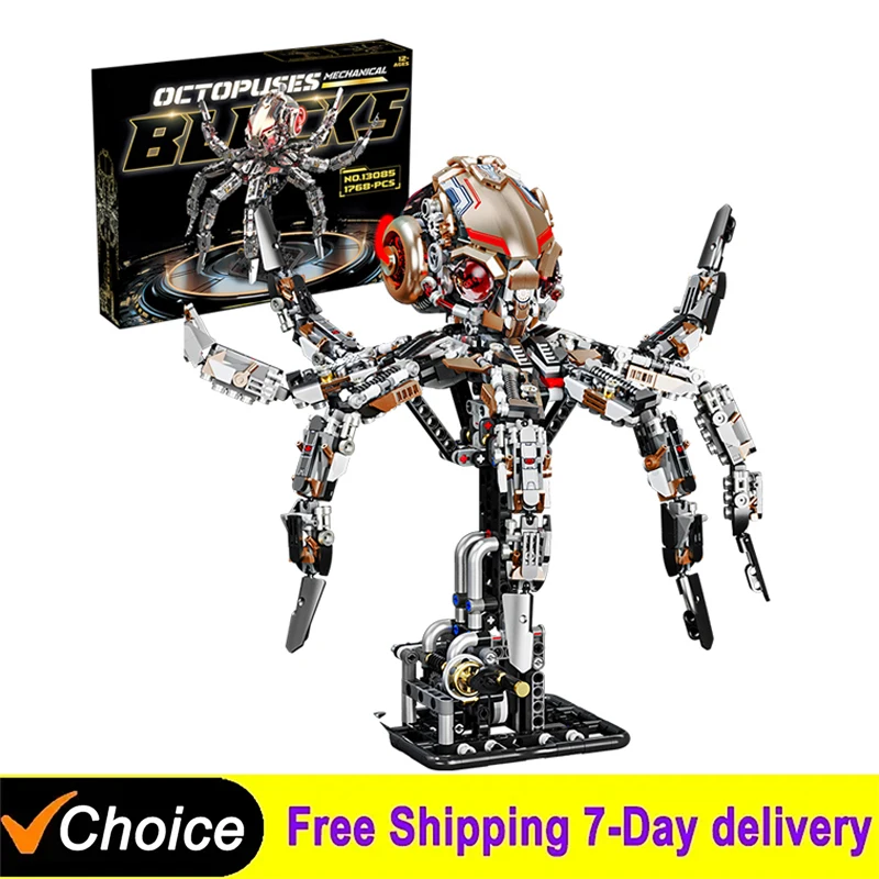 

Technical Creative Machinery Octopus Animal Life Set Building Blocks with Stand Marine Organism Model Kid Assembly Toys Gift