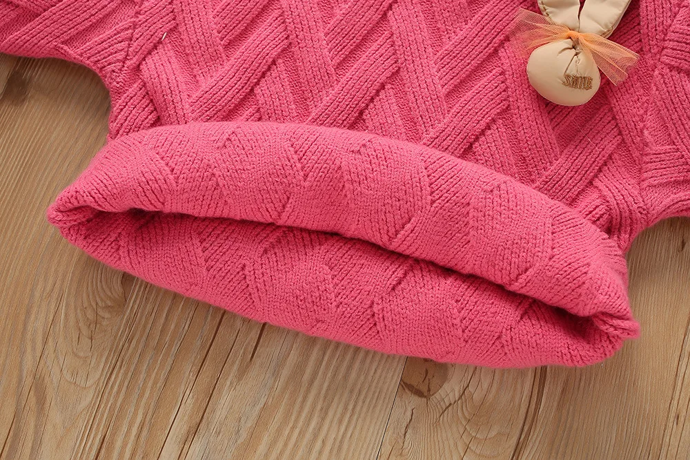 Herbst und Winter neue Mädchen Pullover Set koreanische kurze gestrickte kleine Duft zweiteilige Set Mädchen Baby Vintage Checker Strick-Set – Detail 13