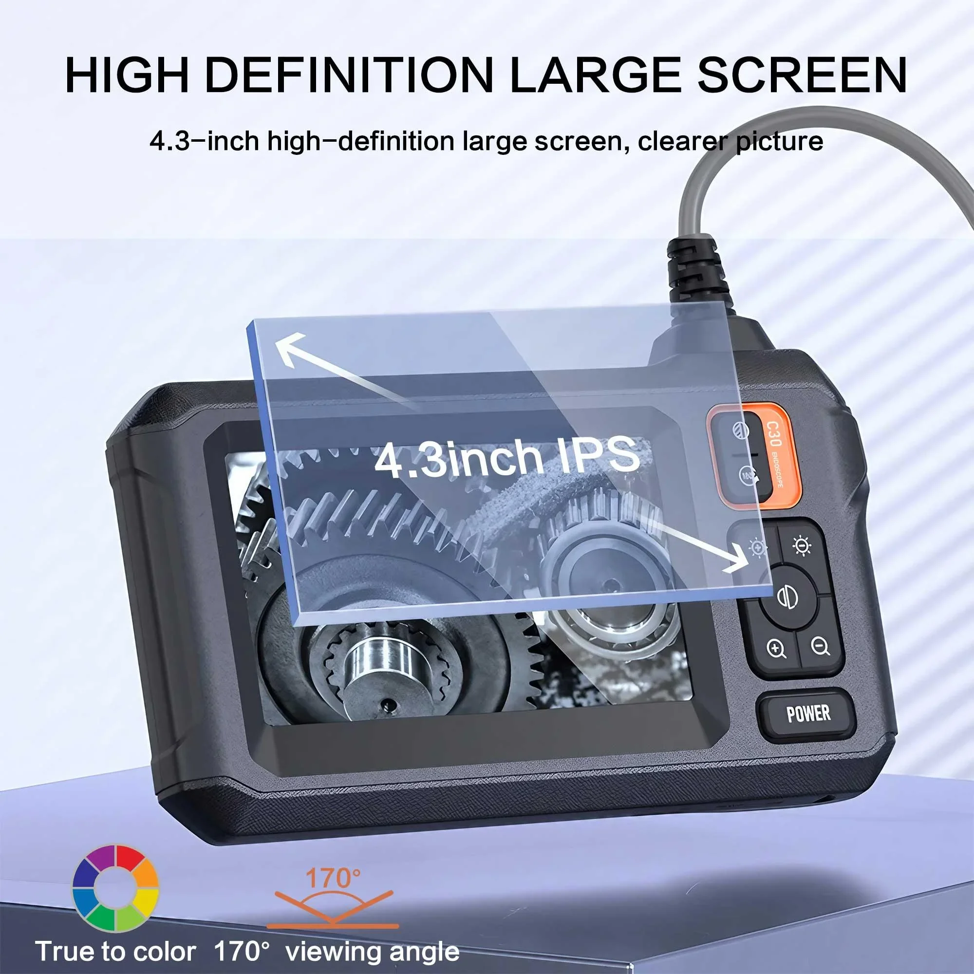 1080P HD WiFi Endoscópio 43 Polegadas Display 1 5 10m Cabo Cabeça Dupla 2600mAh para Inspeção Automática de Tubos Elétricos