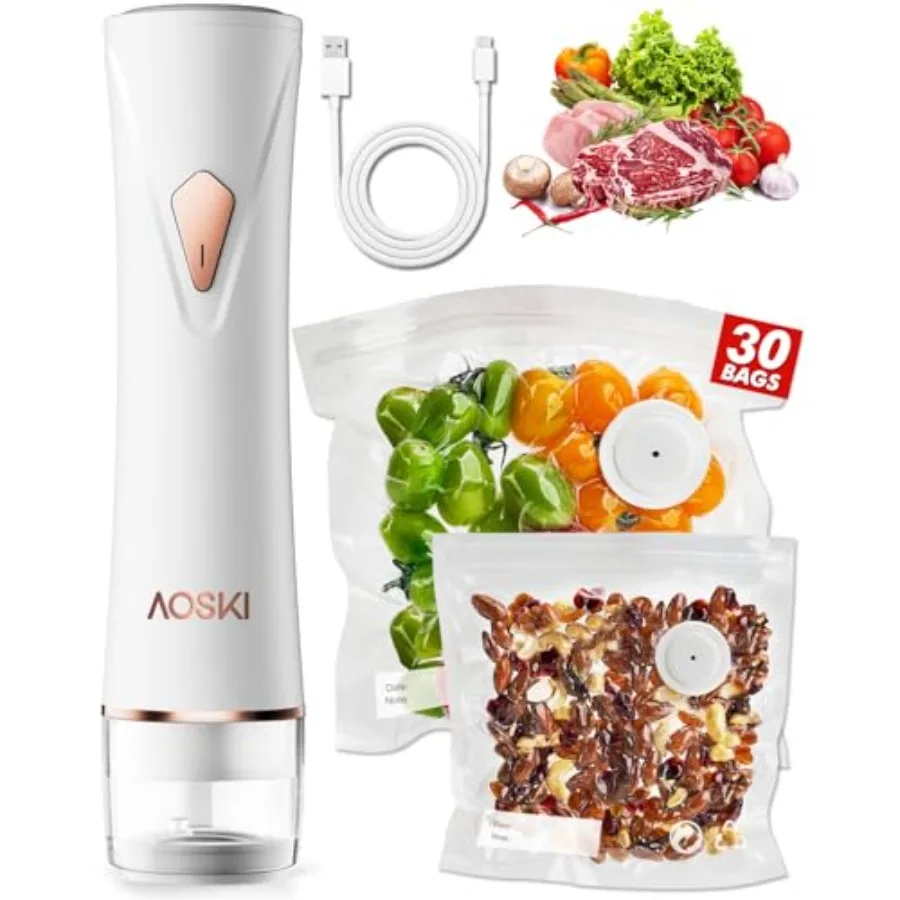 

Preserve Compact : Portable Machine for Food Storage with 30 Reusable Bags Rechargeable Food Fresh Saver for Seal Meal Prep Fre