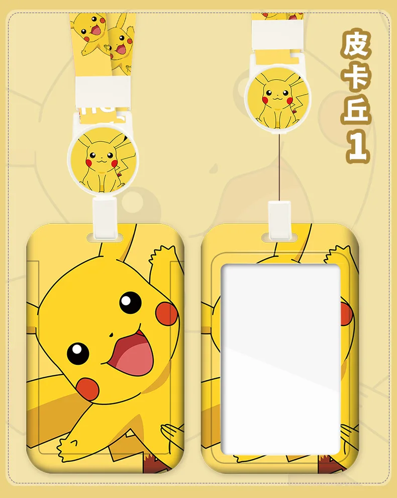 Pokemon Anime Pikachu Card Holder Kawaii ID Card Bank Card Subway Bus Card Cartoon Student ID Boy Girl Work Badge Card Holder view 4