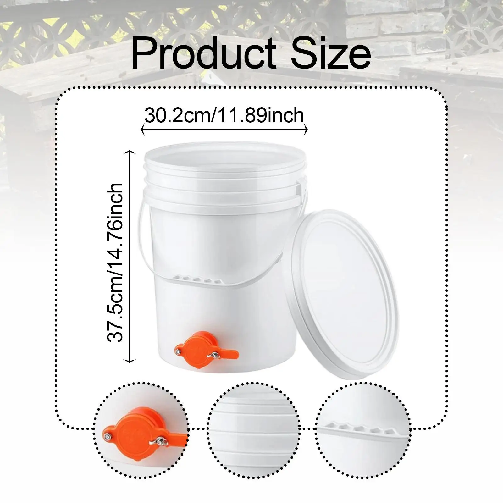 Honey Pail 20 L Plastic Bucket with Lid and Gate Beekeeping Tools Honey Dispenser for Honey Harvesting and Bee Feeder