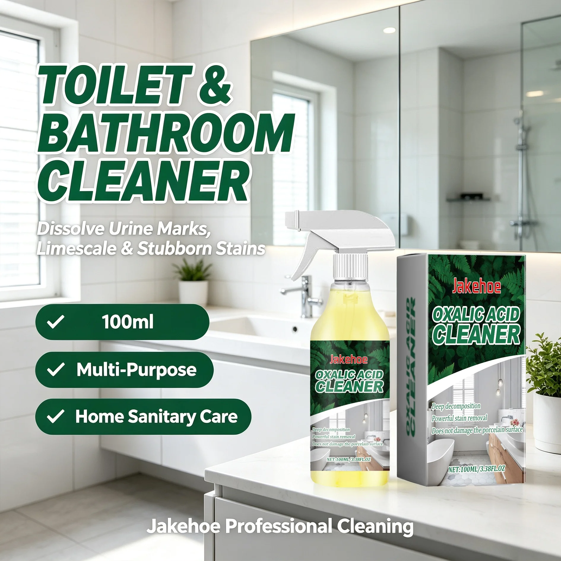 Professional Toilet Cleaner Multi‑Purpose Cleaning Spray Limescale Stubborn Hard Stains For Bathroom Kitchen Sanitary Care Spray