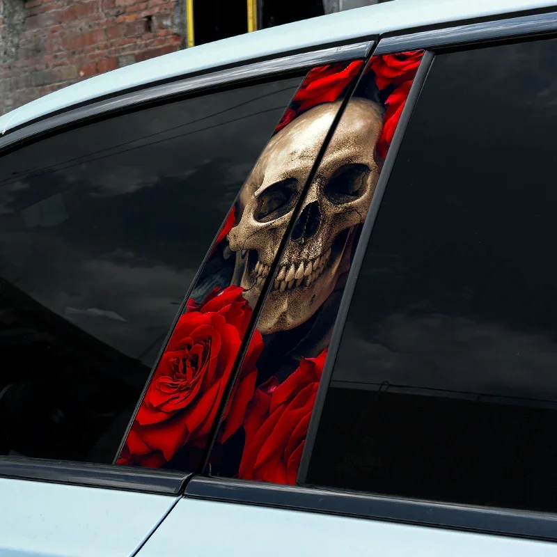 

1/2pcs Rose Skull Car B-pillar Stickers Waterproof Decals for Audi BMW Mercedes Ford VW Toyota Nissan Kia Renault Hyundai Skoda