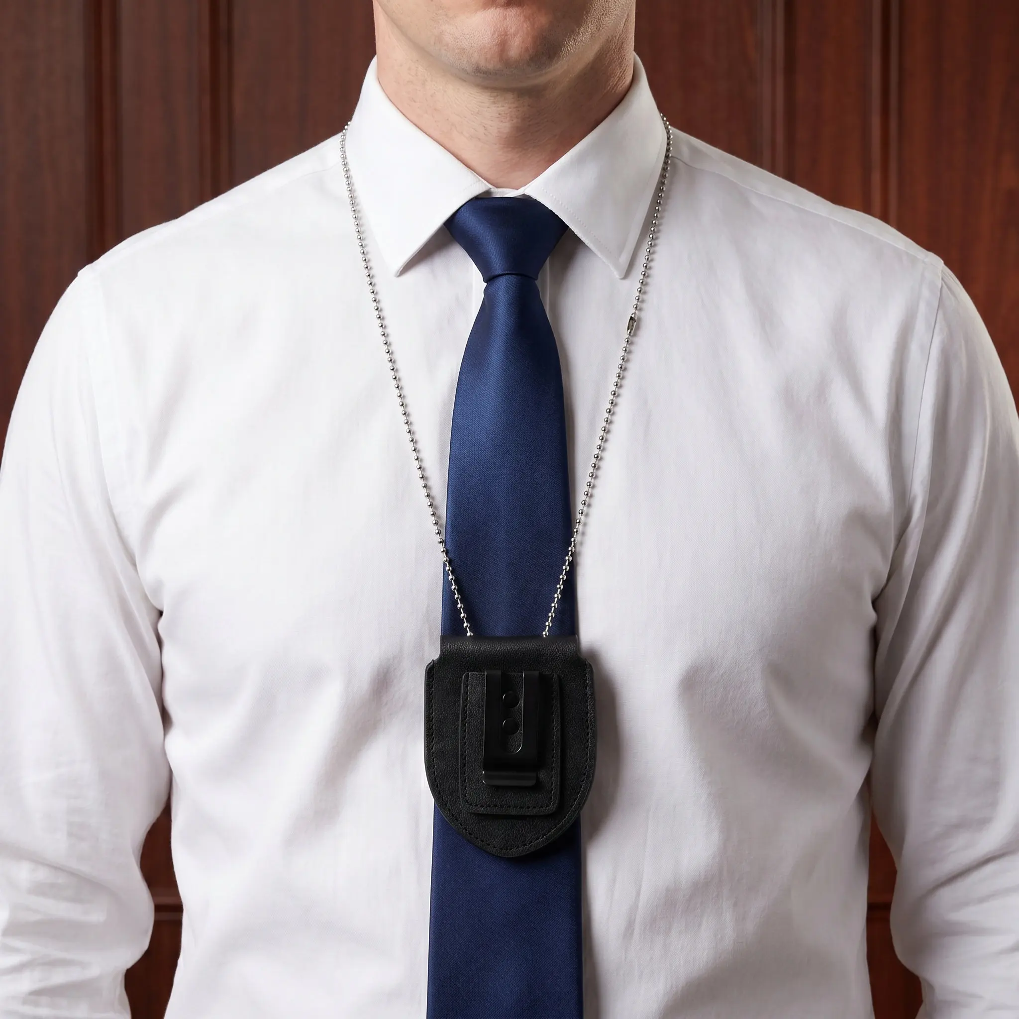 Badge Storage Cover Holder Protector Case Wallet with Chain Protection Commemorative