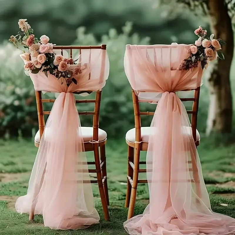 Pink 0.75/1.5M Gauze Lace Fabric,outdoor Wedding Party Scene Layout Background Gauze Decor Wedding Arch Chair Mesh Gauze Curtain