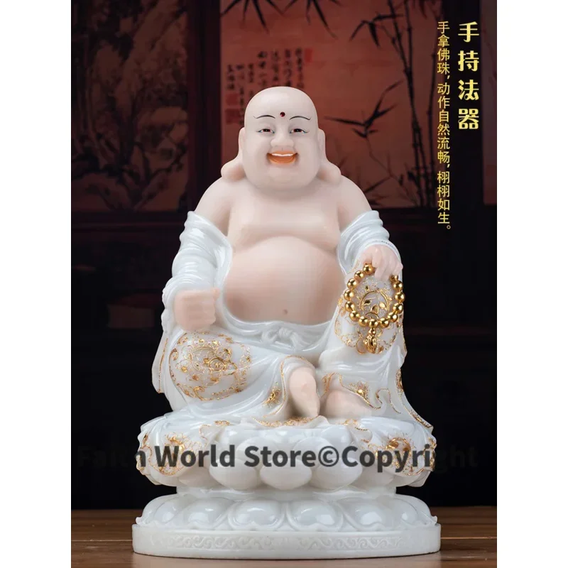 40CM Large Asia home altar shop Worship high grade jade gilding God of wealth Maitreya BUDDHA statue family Effective protection