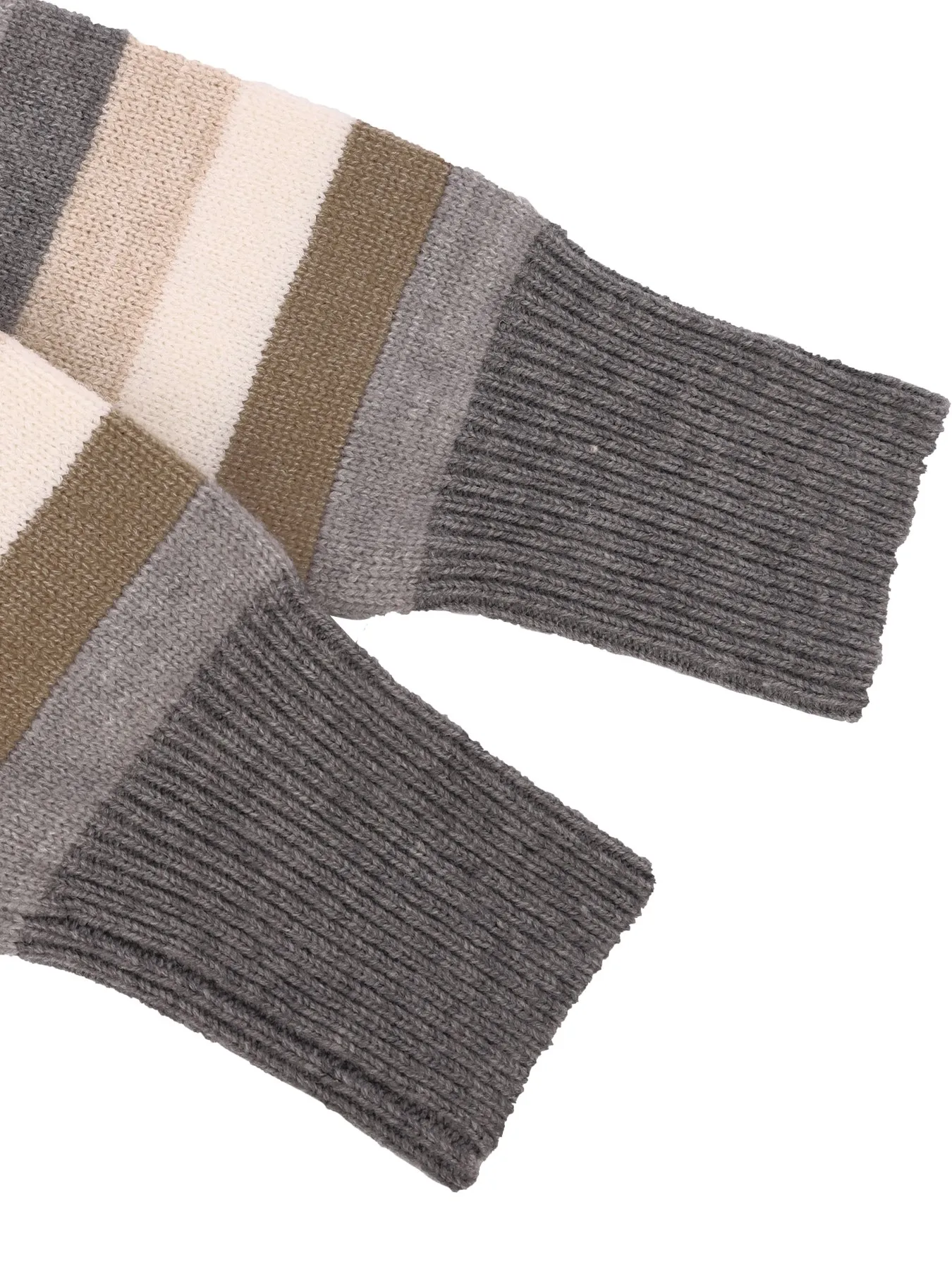 Bild 6: Damen Grau-Braun Gestreifter Rundhals-Strickpullover Lässiger Langarm-Pullover für Herbst und Winter
