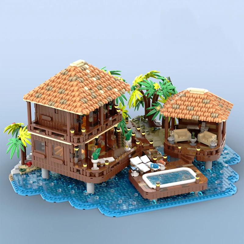 NEW 3852PCS City Hot Selling Street View Moc Modular Maldives Water Villa Building model DIY creative ideas ChildToy Gift Blocks