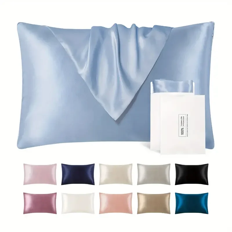 

100% Natural Mulberry Silk Pillowcase for Hair,6A Grade Silk Pillow Cases with Hidden Zipper, Front In Silk & Back In Tencel