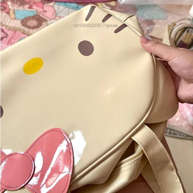 Middle Vintage Sanrio Hello Kitty Kitten Shaped Tote Bag For Girls PU Handbag 3D Cartoon Cute Cartoon One Shoulder Bag For Women