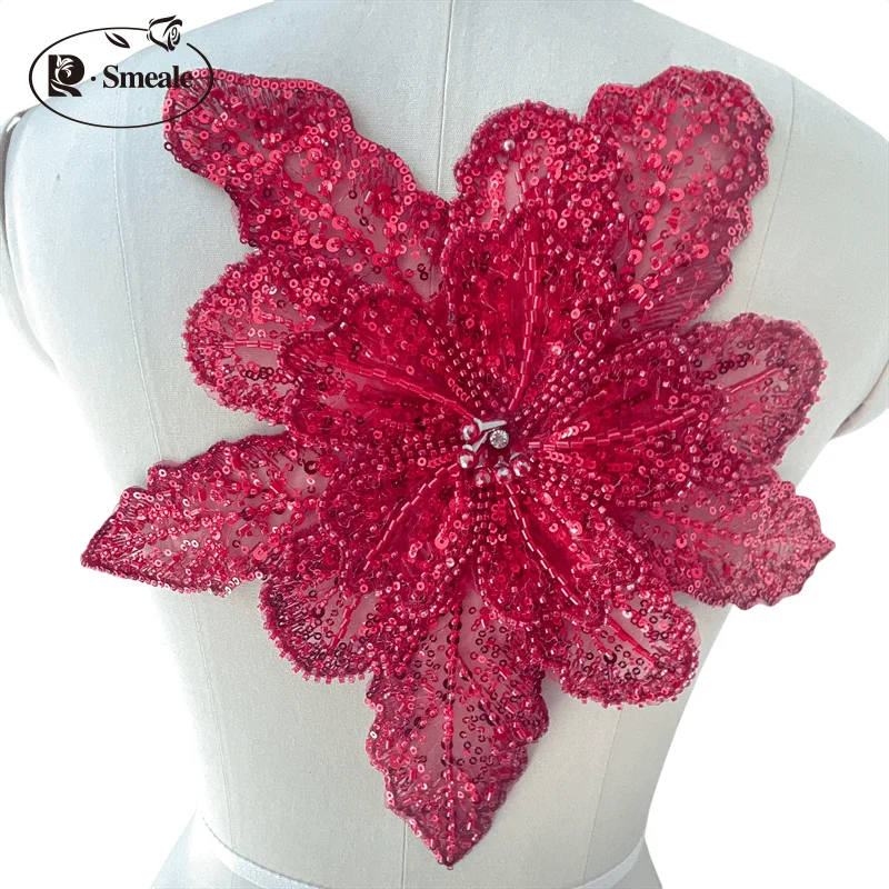 Dreilagige bestickte Perlen-Pailletten, große Applikation, große Blumen, DIY-Kleidung, Kleid, Heimdekoration, Aufnäher-Zubehör RS 253202 – Detail 12