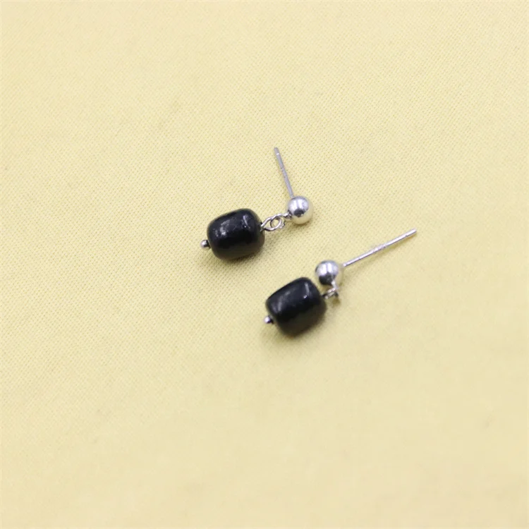 ZFSILVER Irregular Black Sea Bamboo Coral Stud Earrings Real s925 Sterling Silver For Women Charm Waterdrop Dangle Jewelry Party