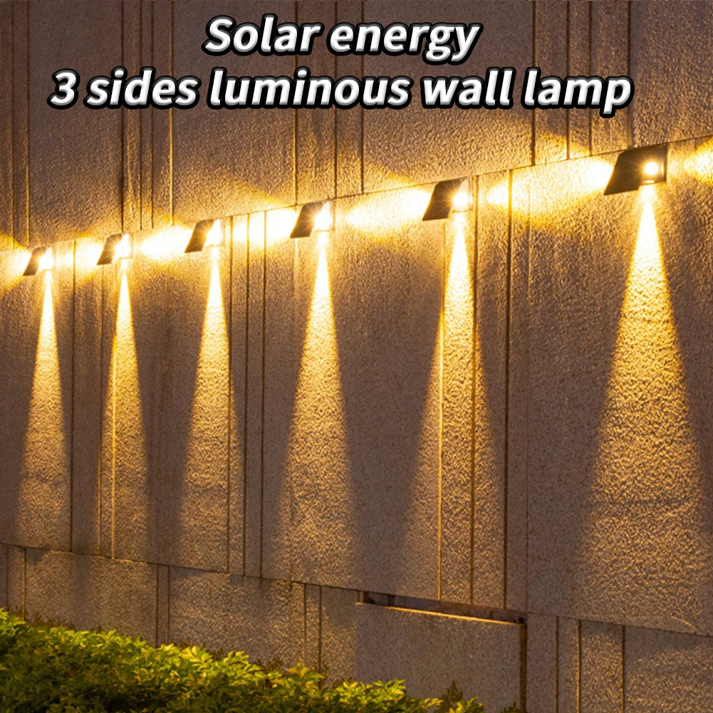 

Solar Lights Outdoor IP54 Waterproof Garden Lights 3-Sided Light Beam Landscape Path Lamp Solar Wall Sconces Patio Yard Driveway