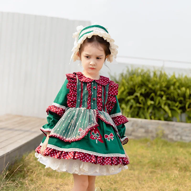 Novo espanhol menina vestido de festa vestido de princesa tribunal lolita inchado vestido