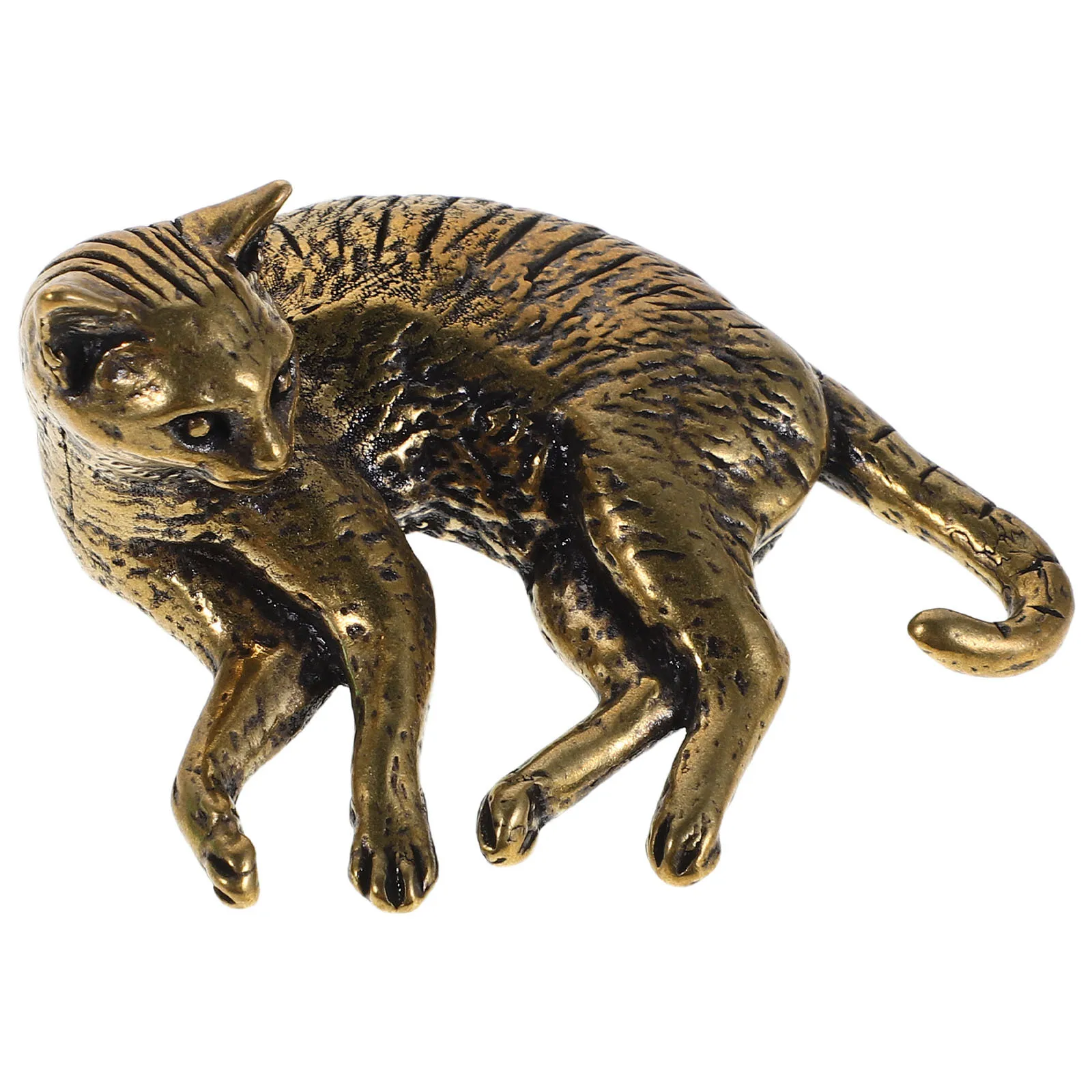 

Vintage Brass Cat Sculpture Bronze Kitten Statue Home Office Decor Retro Animal Ornament Shelf Desk