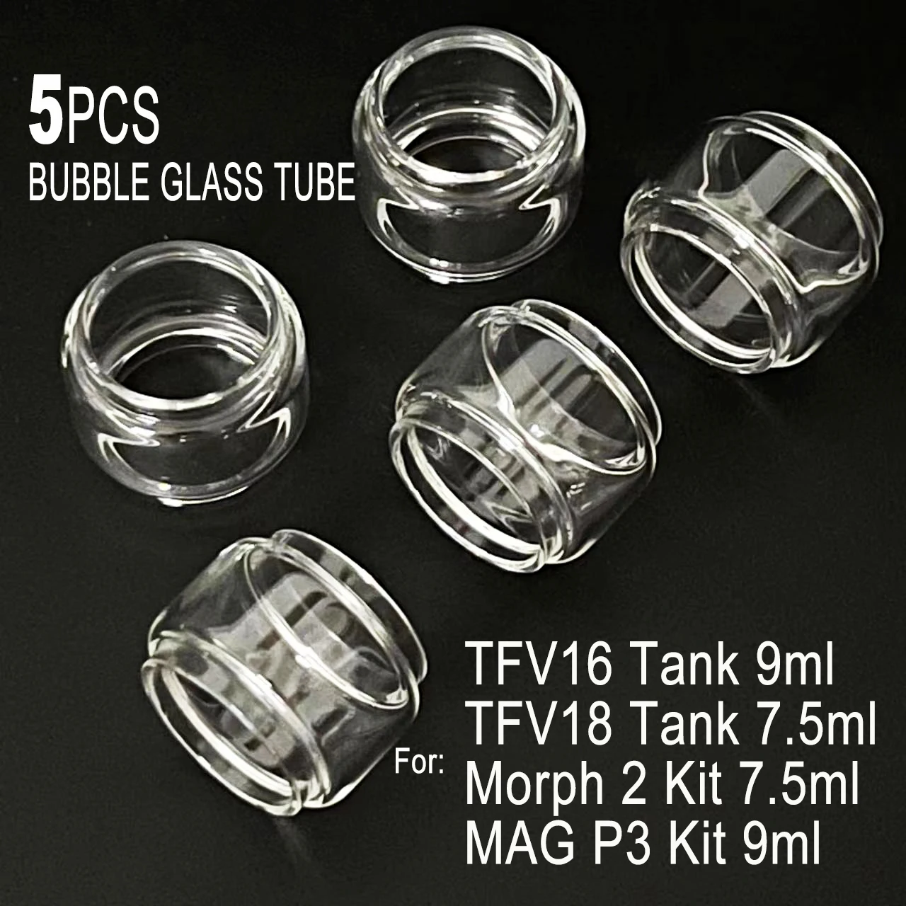 5PCS Bubble Glass Tubes for TFV16 9ml TFV18 7.5ml Morph 2 Kit 7.5ml MAG P3 Kit Crystal Mini Glass Accessories