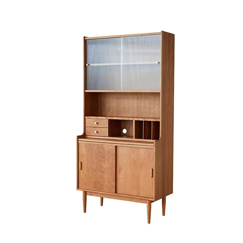 

Nordic simple solid wood bookcase, black walnut writing desk