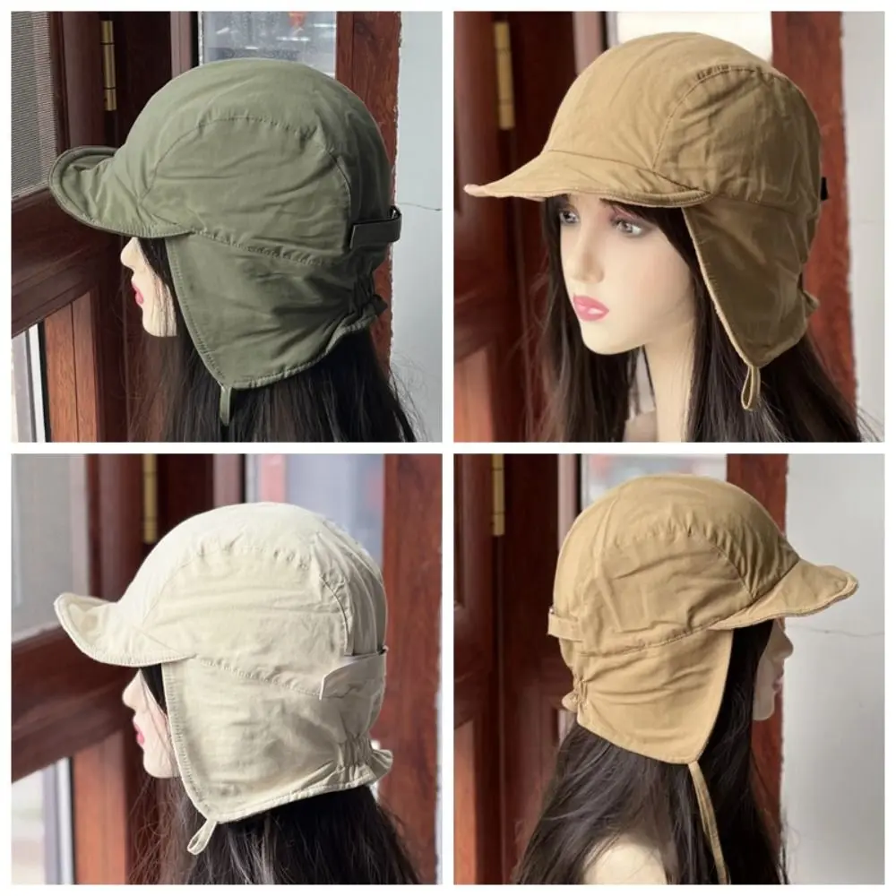 

Lei Feng Cap Ear Protection Earflap Hat Windproof Thick Warm Bonnet Hat Winter Cap Solid Color Velvet Pilot Hat Men Women