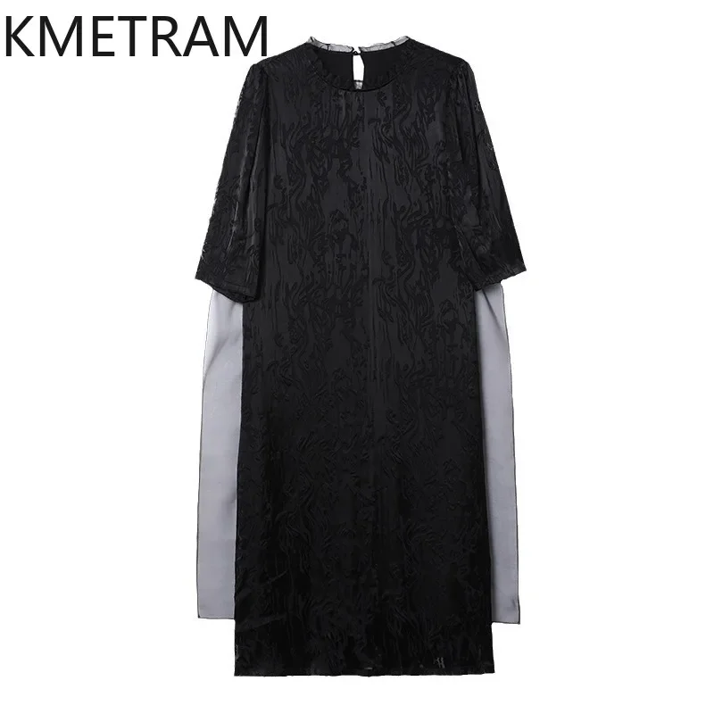 

KMETRAM 100% шелковое платье тутового шелка, женское лето 2024, роскошные вечерние длинные платья, свободная женская одежда, черное платье, Vestidos Largos