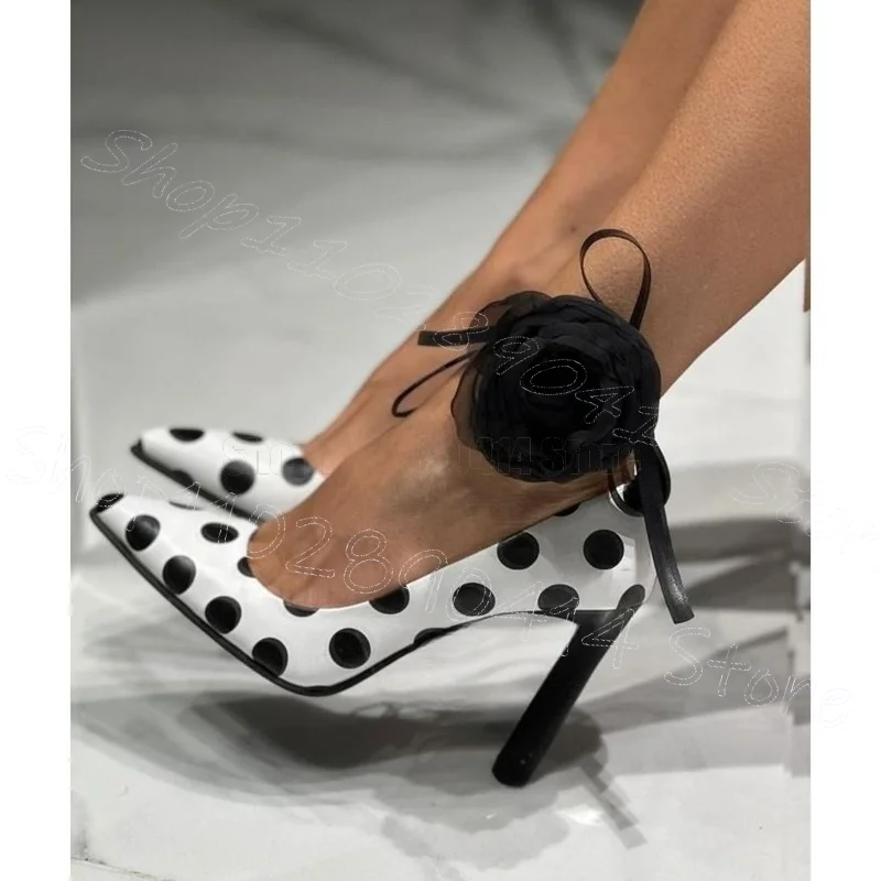 

Black White Wave Point Print Pointed Toe Pumps Slip On Women Shoes Thin High Heels Party Runway Dating 2026 Zapatos Para Mujere
