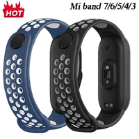 Sport watchband For Xiaomi Mi Band 7 6 NFC smartwatch miband7 Air-Hole Silicone Replacement bracelet on Mi band 6 5 4 3 8 strap