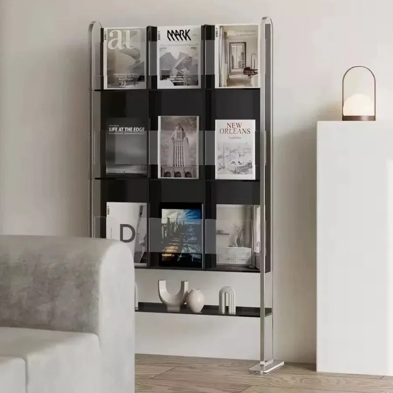 Acrylic newspaper racks, magazine storage display racks, multi-layered displays