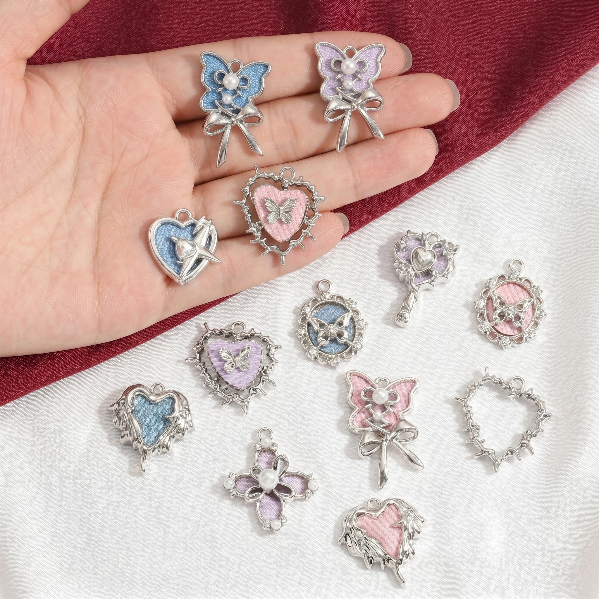 5개 믹스 핑크 Y2K 하트 에나멜 참 펜던트 DIY - Butterfly Pendant Necklace 리뷰 및 가격
