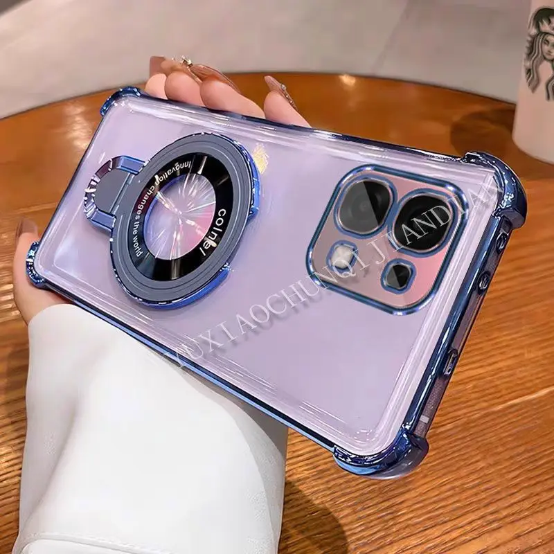 For oppo A6 Pro 4G 5G Case Luxury Electroplating Silicone Skin-friendly Stand TPU Back Cover For oppo F31 Shockproof Fudna