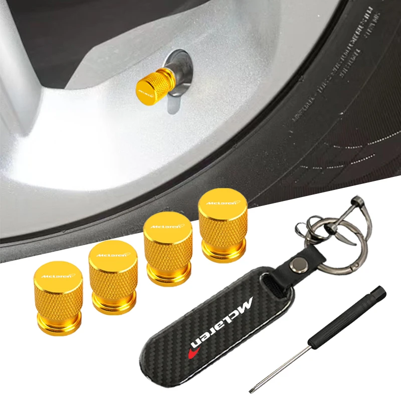 Tapas de Válvula de Neumático de Fibra de Carbono con Diseño de Llavero para McLaren 720S 570S 570GT 600LT 2023 MCL60 Accesorio