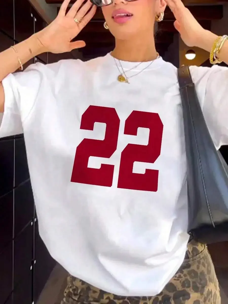 2026 Fashion New Women Crew Neck Short Sleeve Graphic Print T-Shirt, Versatile Casual Tops for Spring Summer Autumn Daily Everyday Wear Basic Top Tee