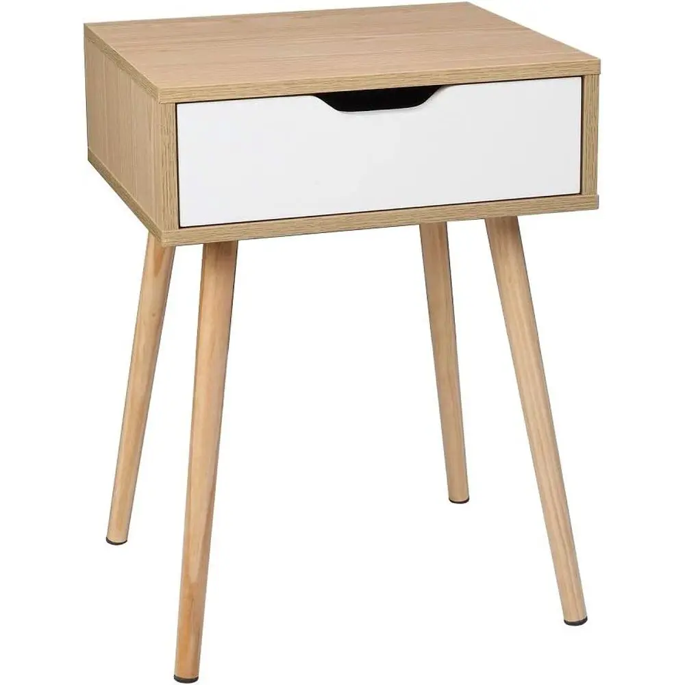 

Natural Wooden Nightstand for Living Room or Bedroom, Compact Side Table with Solid Wood Legs, Ideal for Small Spaces, 18.2x15.7