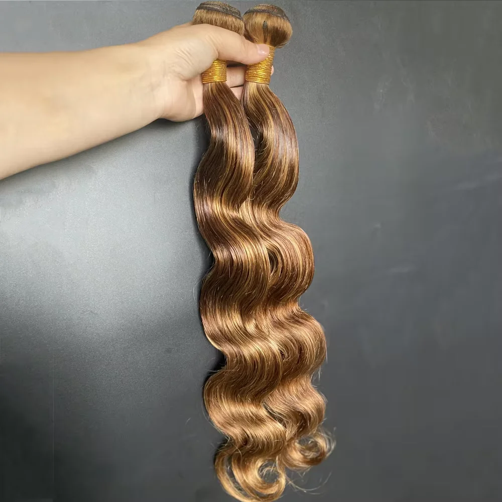 16A 4/27 Evidenziare Bundles Capelli Umani Dell'onda Del Corpo 4/5/6 Bundles Ombre Miele Marrone Colorato Capelli Umani Brasiliani di Remy Estensione Dei Capelli