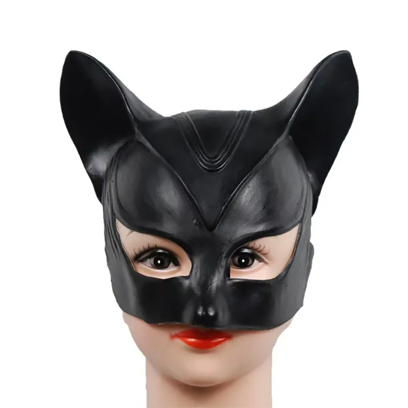 Sexy Cat Woman Selina Kyle Latex Mask Movie Super Hero Cosplay Costume Props Halloween Bar Party Black Sexy  Masks