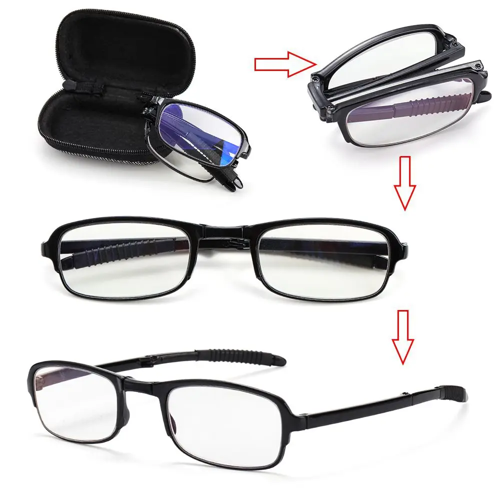 Portable Foldable Reading Glasses Men Women Ultralight TR90 Presbyopic Eyeglasses with Case Prescription Eyewea Diopter+1.0 +4.0