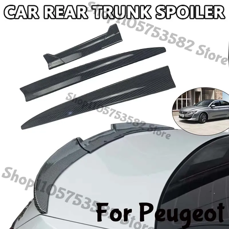 3Pcs DIY Cuttable Rear Trunk Spoiler Roof Wing Matte Black Universal Car Spoiler For Peugeot Sedan Hatchback Modification