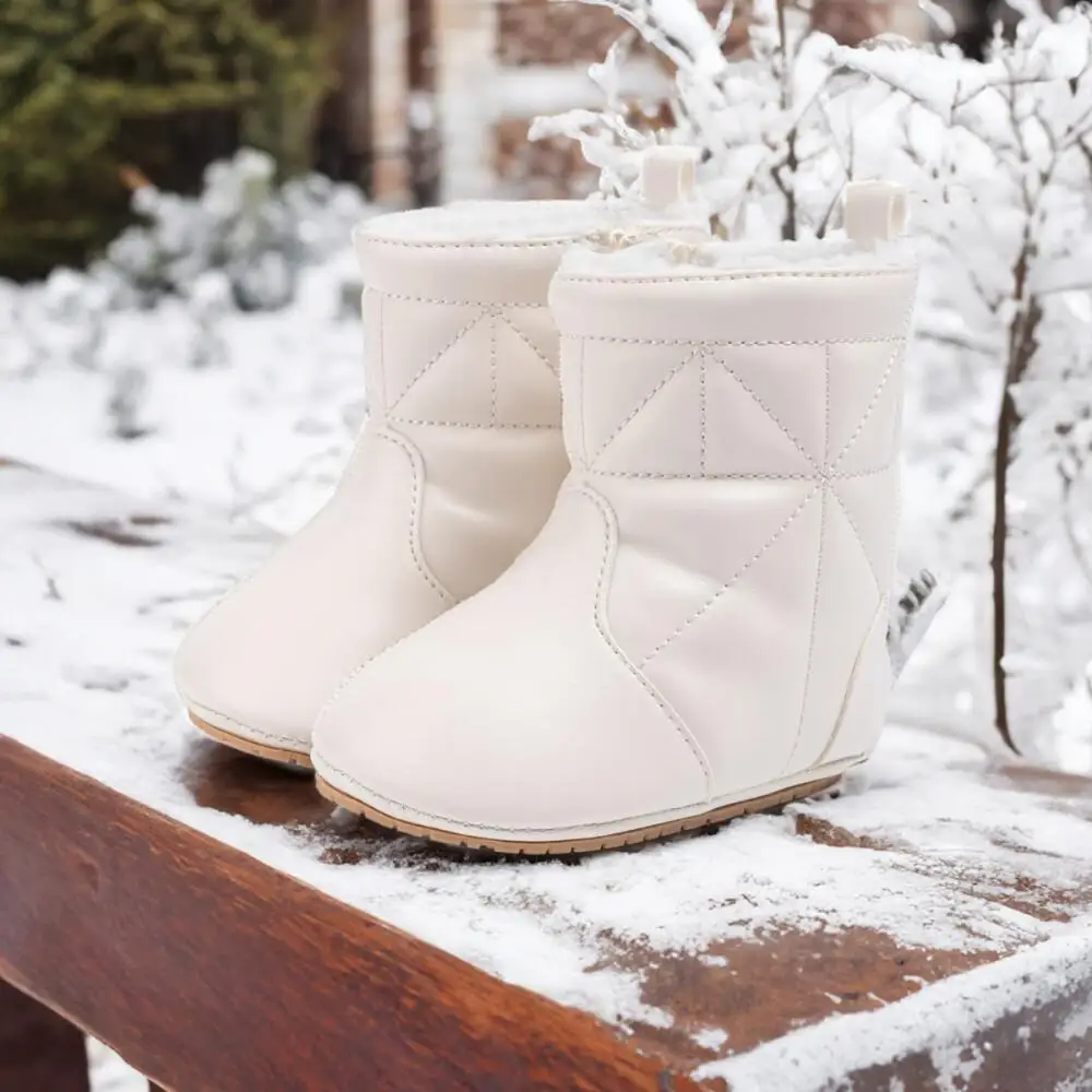 حذاء أطفال قطيفة مضاد للانزلاق من Meckior ، أسفل سميك ، جوارب دافئة ، قاع ناعم ، مريح ، حذاء ثلج للأطفال الصغار ، شتاء