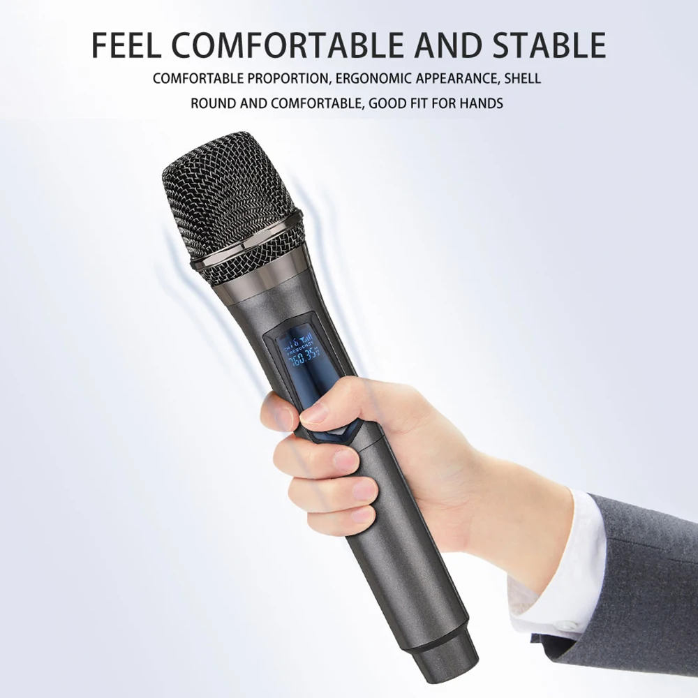 Wireless Microphone Handheld Dynamic Mic System with Rechargeable Receiver for Party Karaoke Singing Party Church Show Meeting