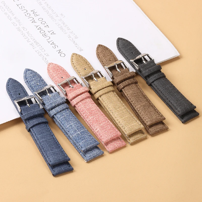 10mm 12mm 14mm 16mm 18mm 20mm 22mm Denim Pattern Watch Strap Soft WatchBand for Men Women Universal Bracelet Watch Accessories