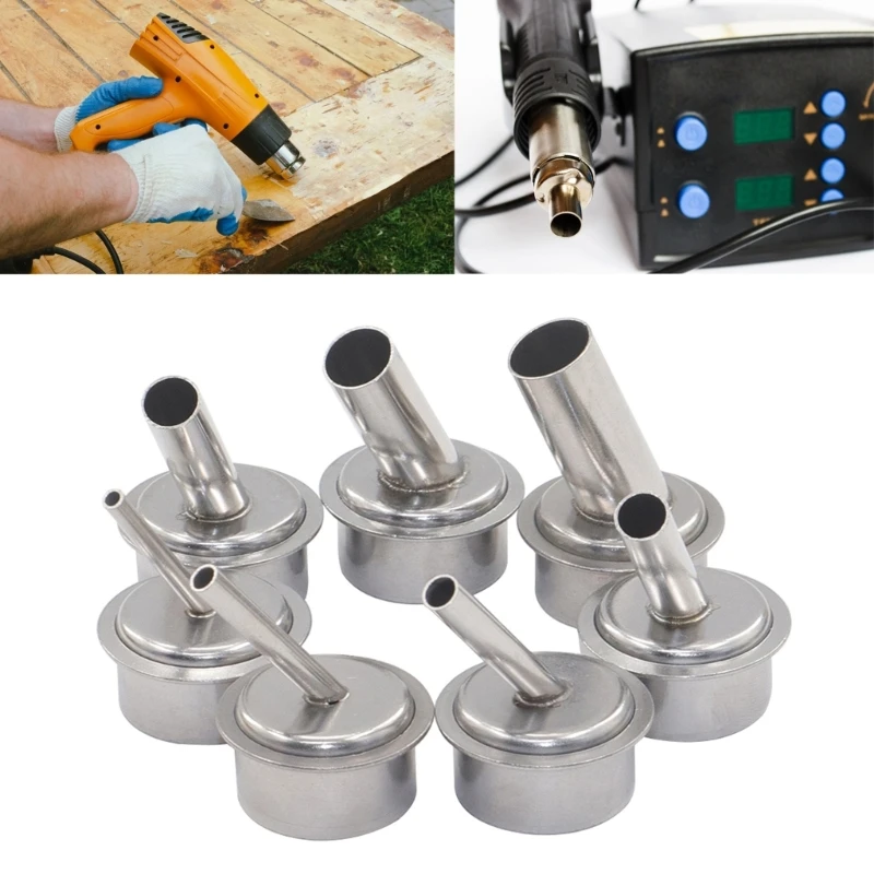 

Stainless Steel Heat Tool Tips 7Piece Set with Slanted Mouthpieces for Quick 861DW Rework 7 Different Angles