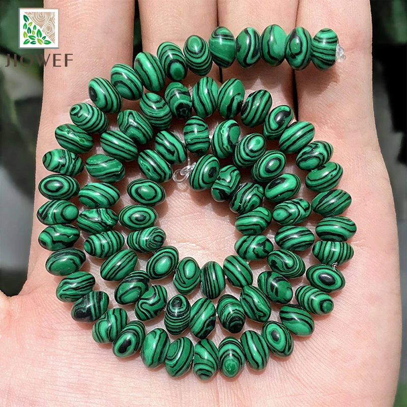 8mm Green Malachite Rondelle Beads Loose Spacer Chains Beads DIY Accessories Bracelets Earrings for Jewelry Making 15'' Strands