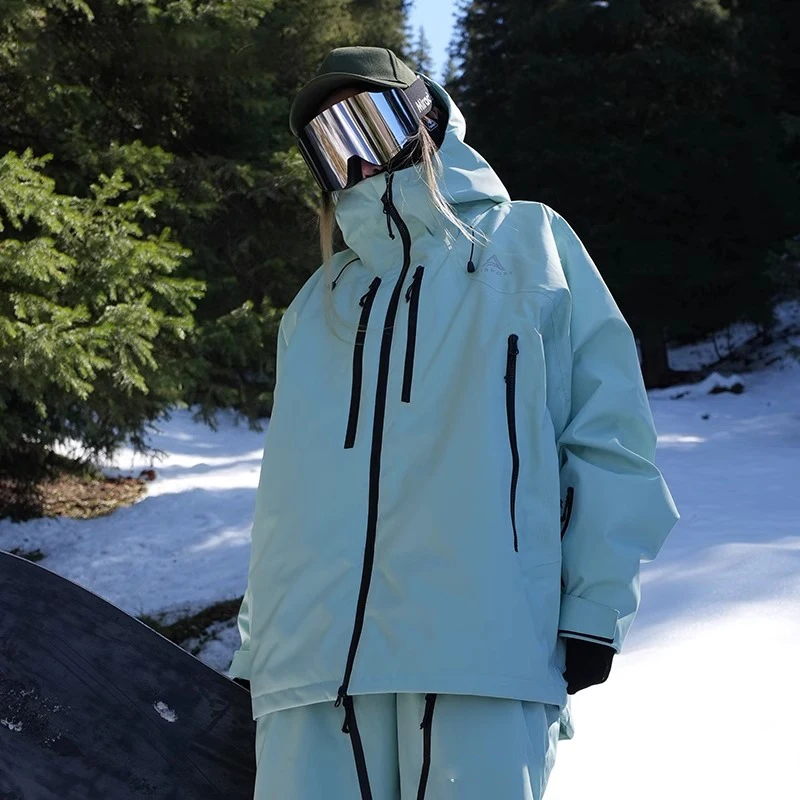 Nuevo traje de esquí de Color sólido de invierno con aislamiento de algodón de doble tablero, Top de esquí impermeable, chaqueta de nieve deportiva holgada para exteriores para mujer